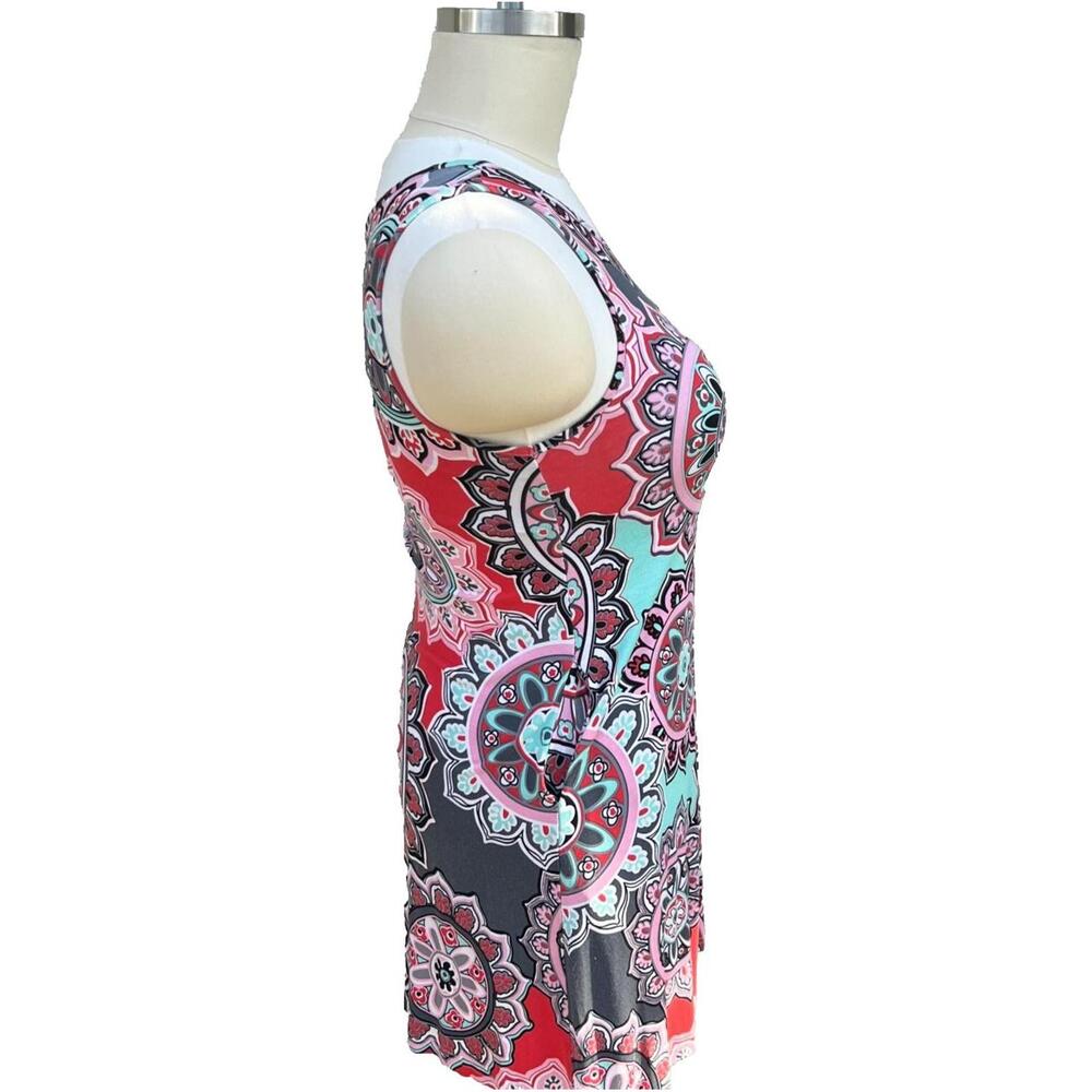 Bishuige - Women's L Dress Sleeveless 60's Mandala Retro Print Spandex Shift - Picture 4 of 8